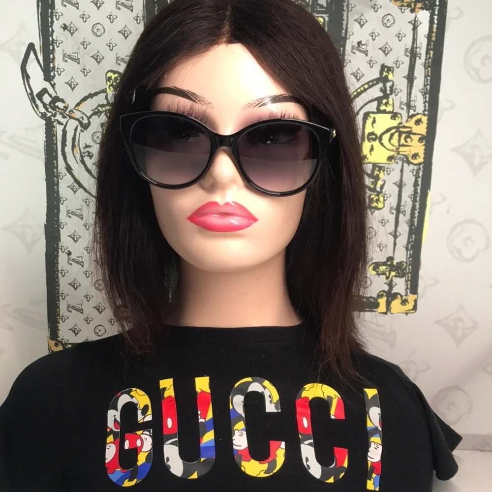New Authentic Gucci Black Cat-Eye Sunglasses GG0631s 001